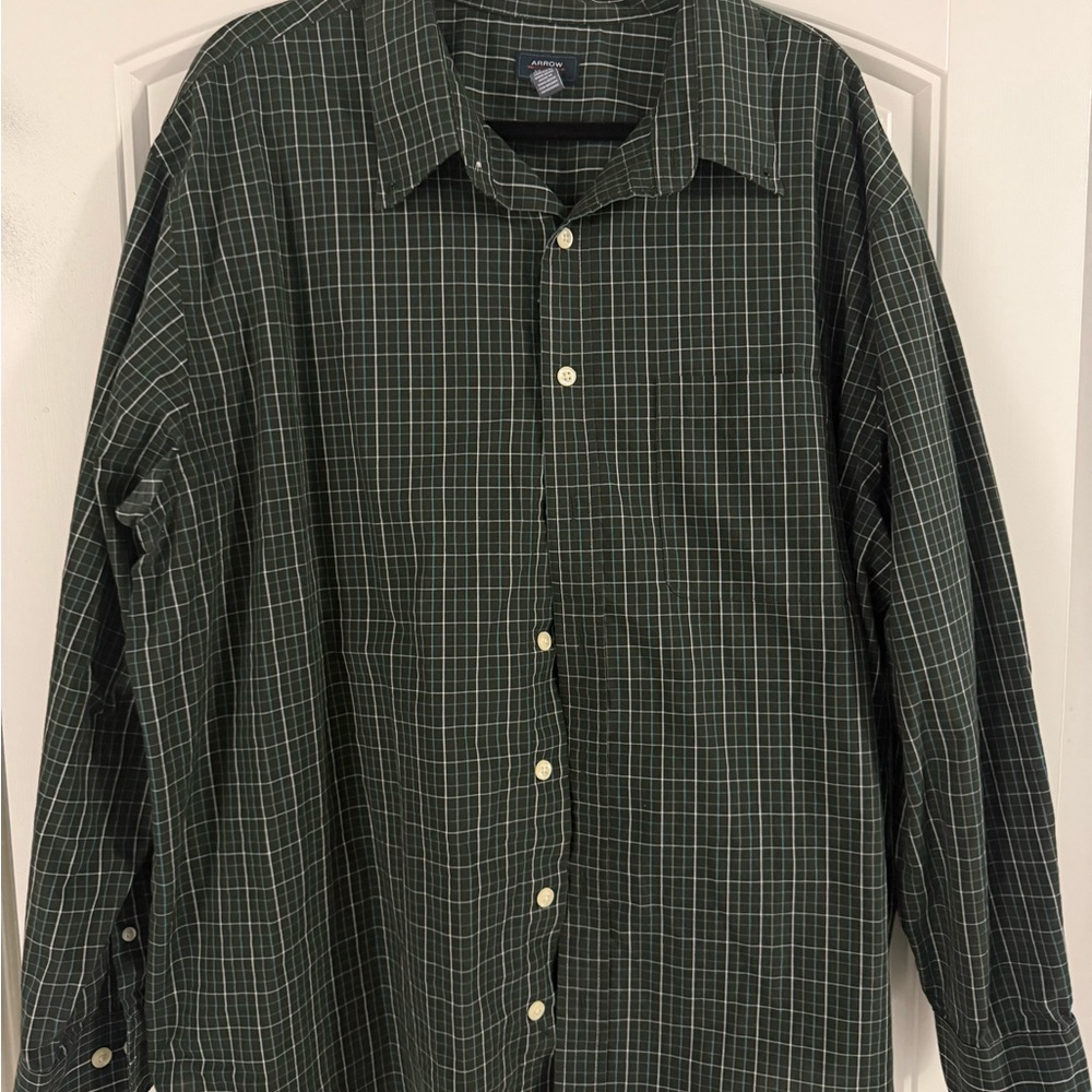 Arrow Dark Green Checkered Men's Shirt